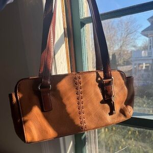 Fossil Stylish Brown Leather Shoulder Bag with contrast Stitching